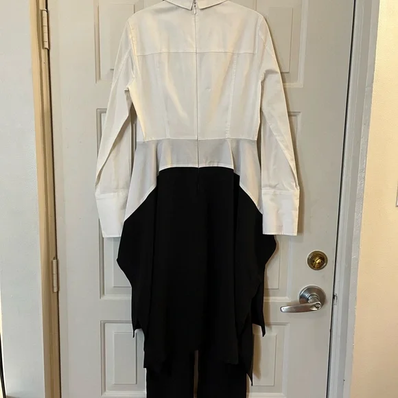 BCBG Runway White & Black Tuxedo Jumpsuit - Picture 2 of 6